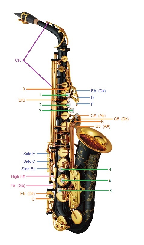 Saxophone Key Chart